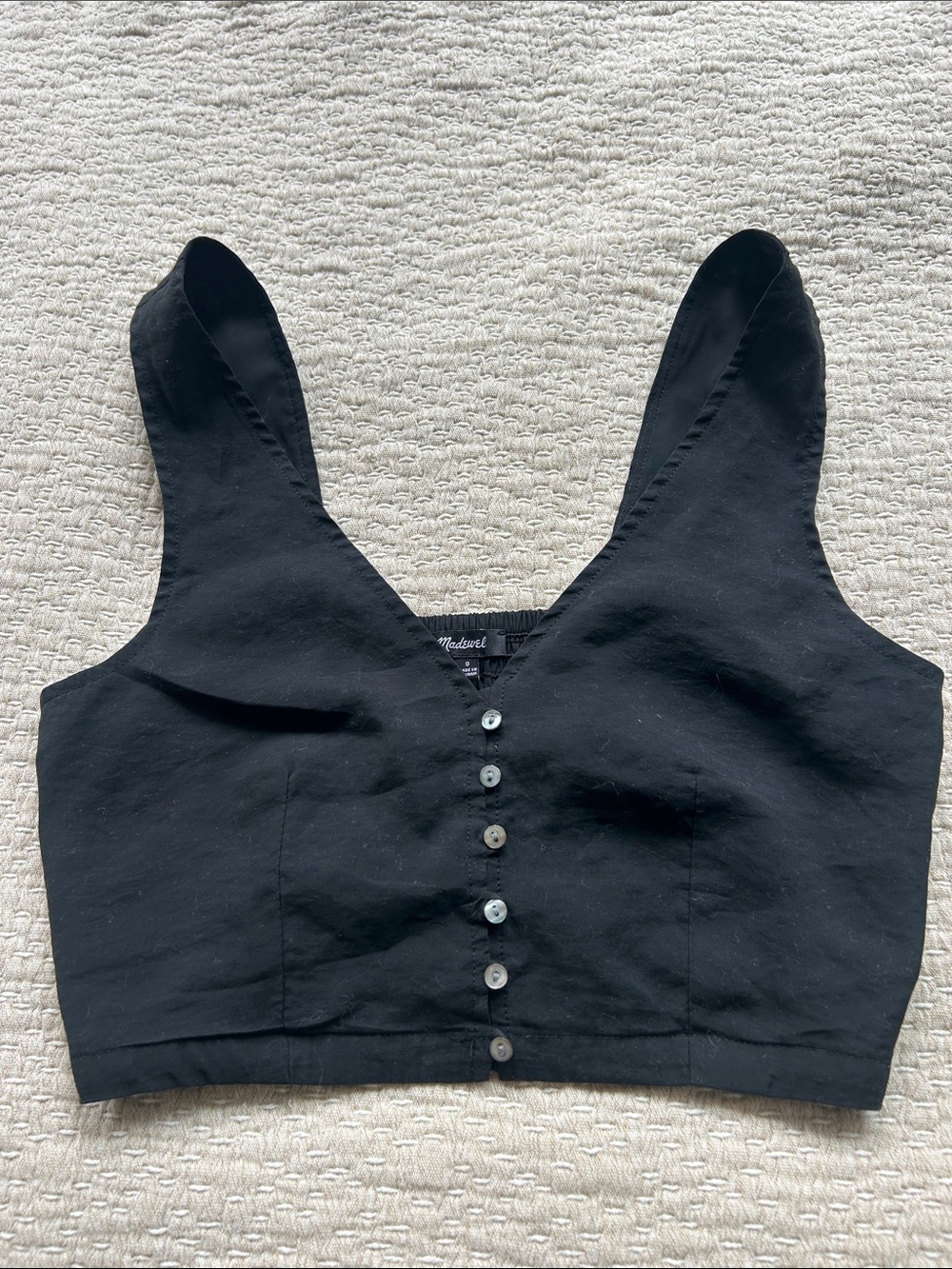 Madewell Black Button-Front Cropped Tank Top Size 0
